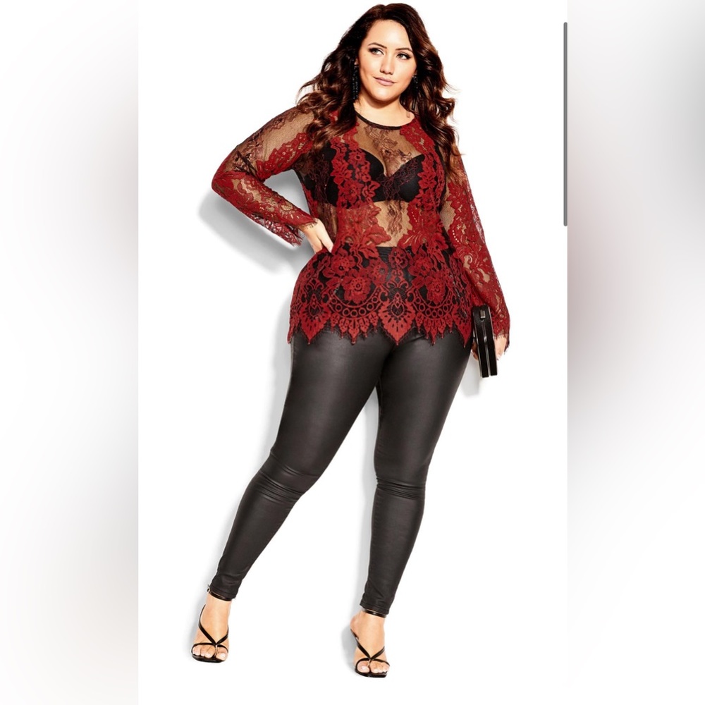 City Chic Lace See through top Size 18